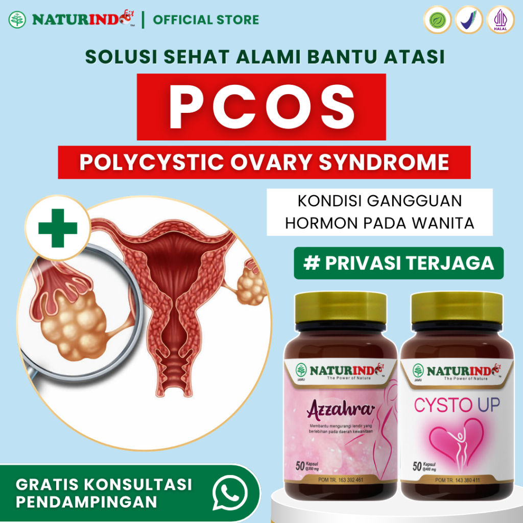 PAKET PCOS NATURINDO Solusi Bantu Atasi PCOS Polycystic Ovary Syndrome Sel Telur Kecil BPOM Halal