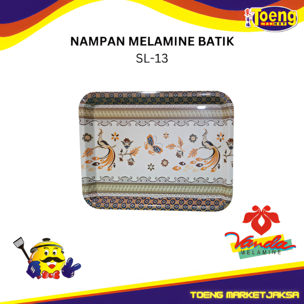 Nampan Makanan Melamine Food Grade Kuat Anti Pecah - BAKI SL-13.5 inch BATIK SRITHAI VANDA MELAMINE