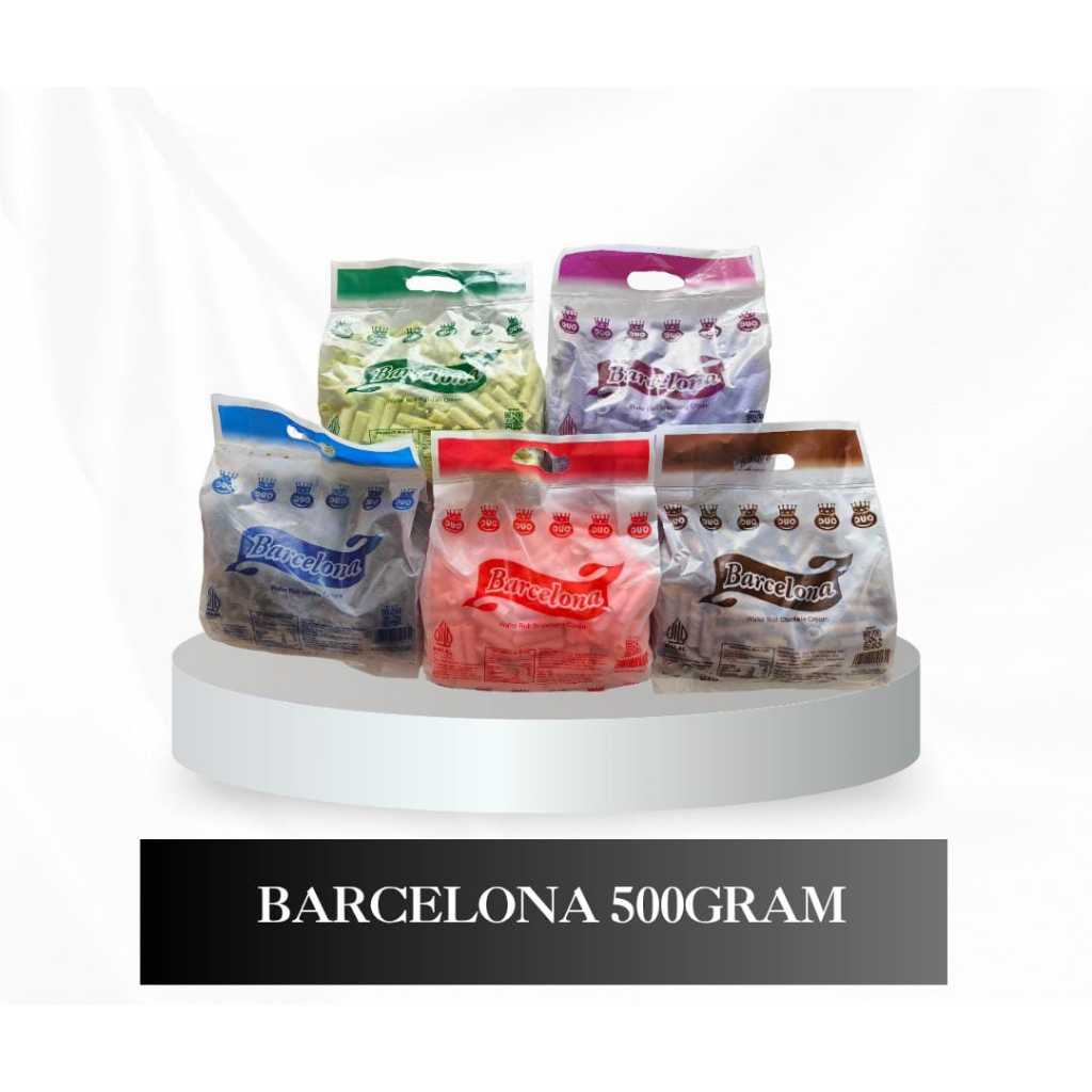 BARCELONA WAFER ROLL ALL VARIAN 500GRAM / WAFER ROLL COKLAT / STRAWBERRY / BLUEBERRY / VANILA / PAND