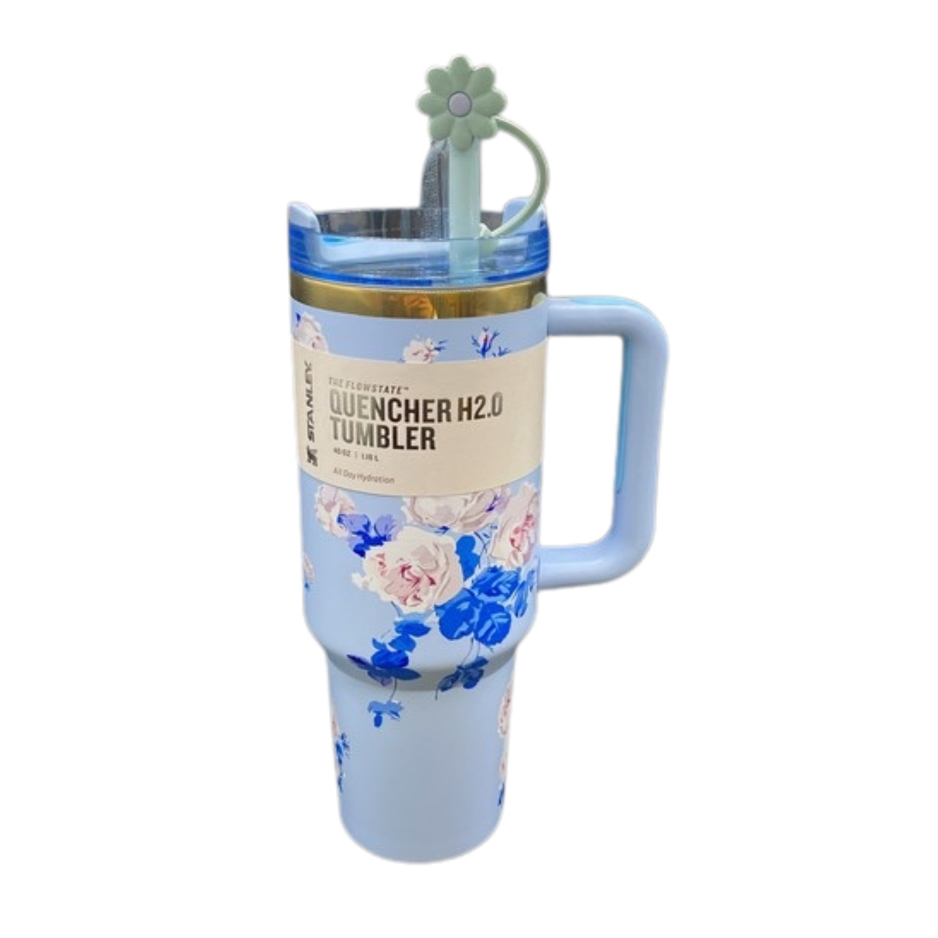 [READY STOCK Stanley Quencher H2.0 FlowState™ Tumbler 40oz (1.18L) - Motif Blue Floral Bunga Biru Or