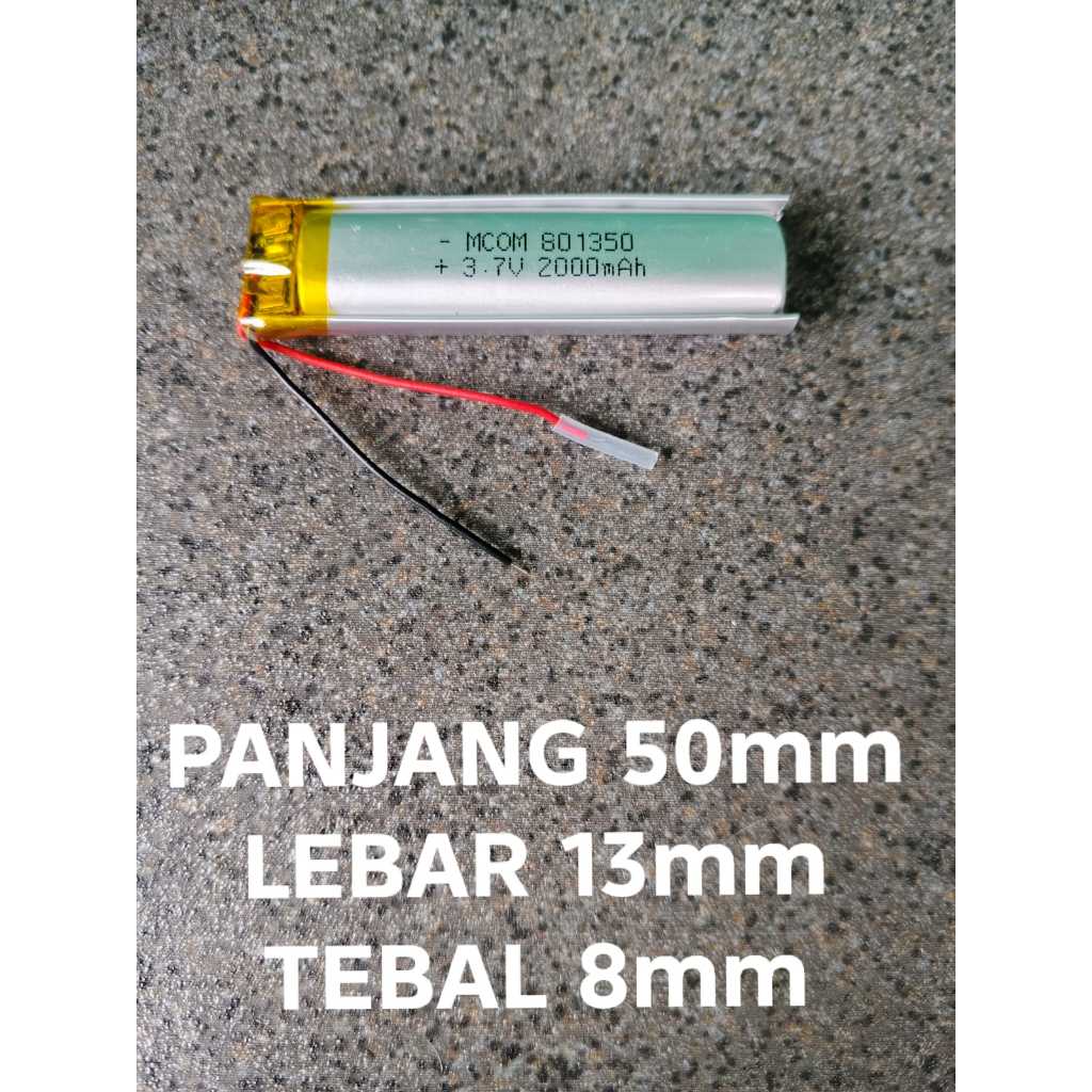 BATERAI PANJANG KABEL 2 BATRE ELEKTRONIK TANAM 2 KABEL 801350 P 50MM L 13MM T 8MM 2000MAH