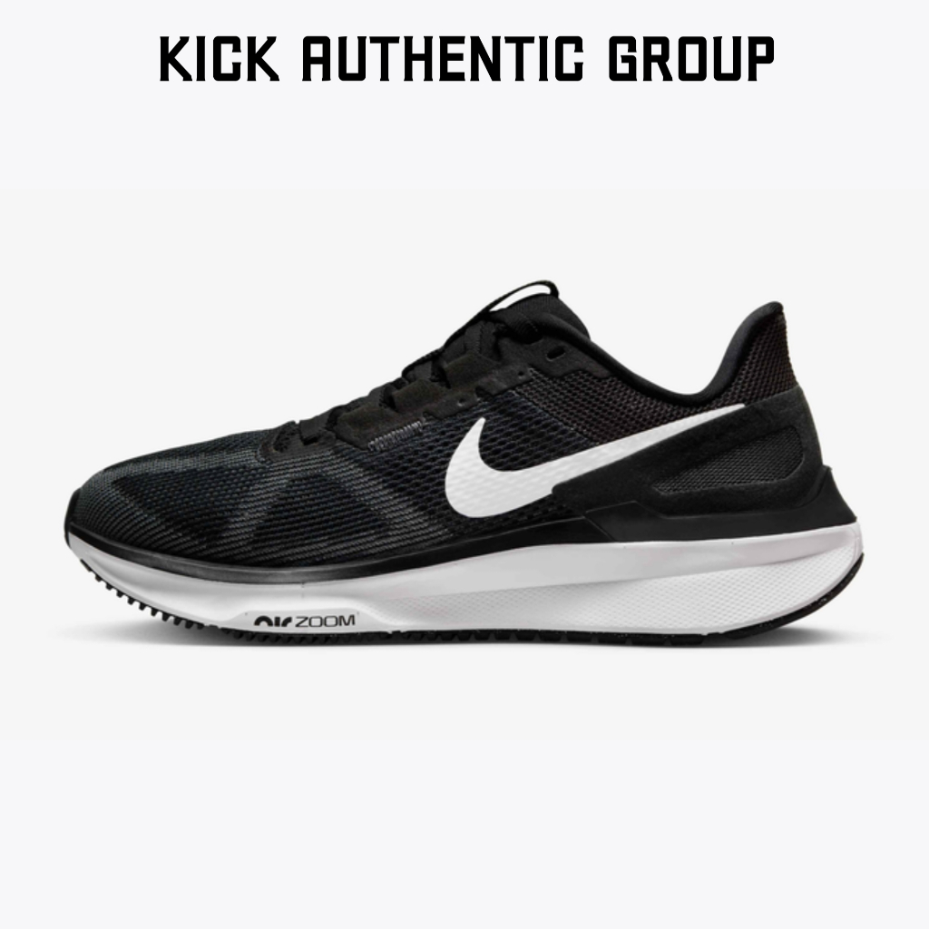 Sepatu Lari / Running Pria Wanita Nike Air Zoom Structure 25 Black White Original