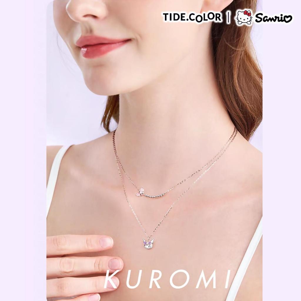 ZGO Necklace Kalung Wanita Kuromi S925 Original Sanrio Lapis Emas Gold 18K Tidecolor Silver Sterling