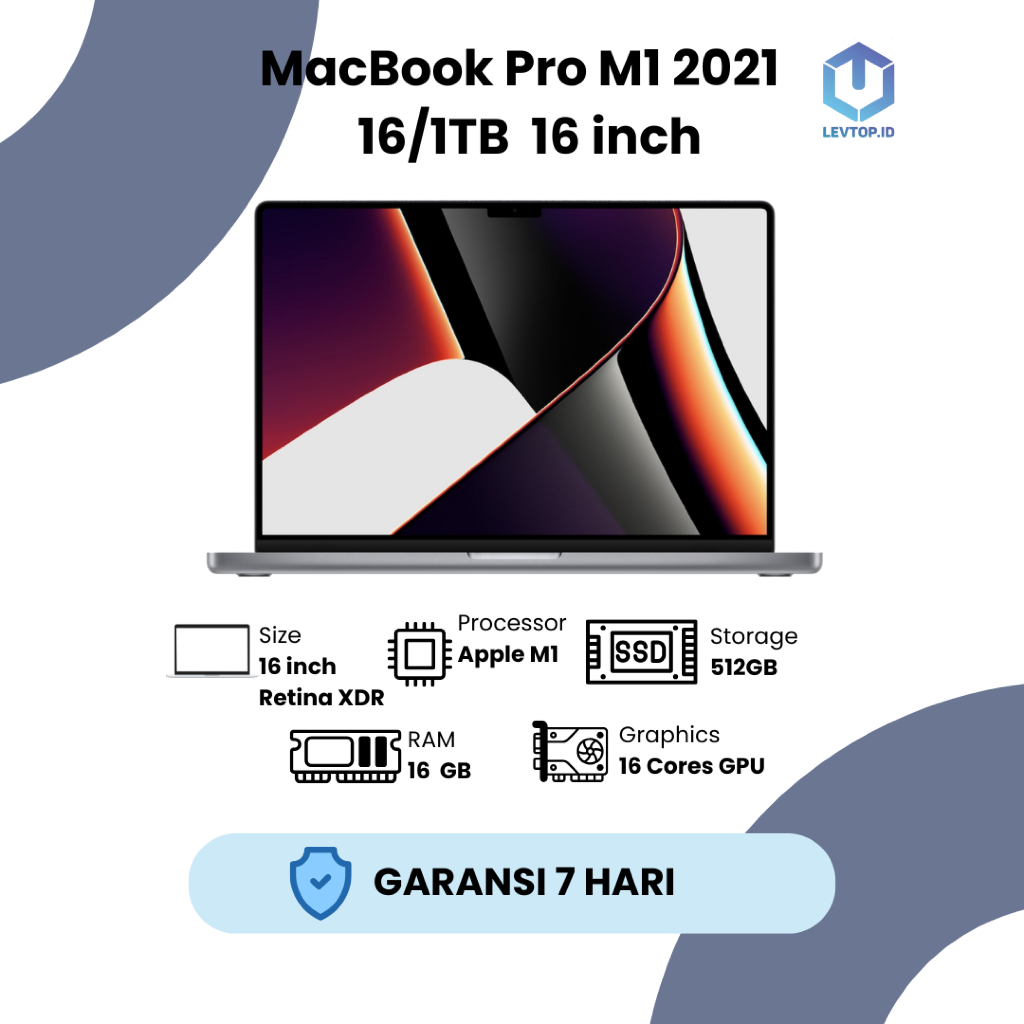 MacBook Pro M1 16 inch 2021 RAM 16GB SSD 1TB [SECOND/USED/BEKAS]