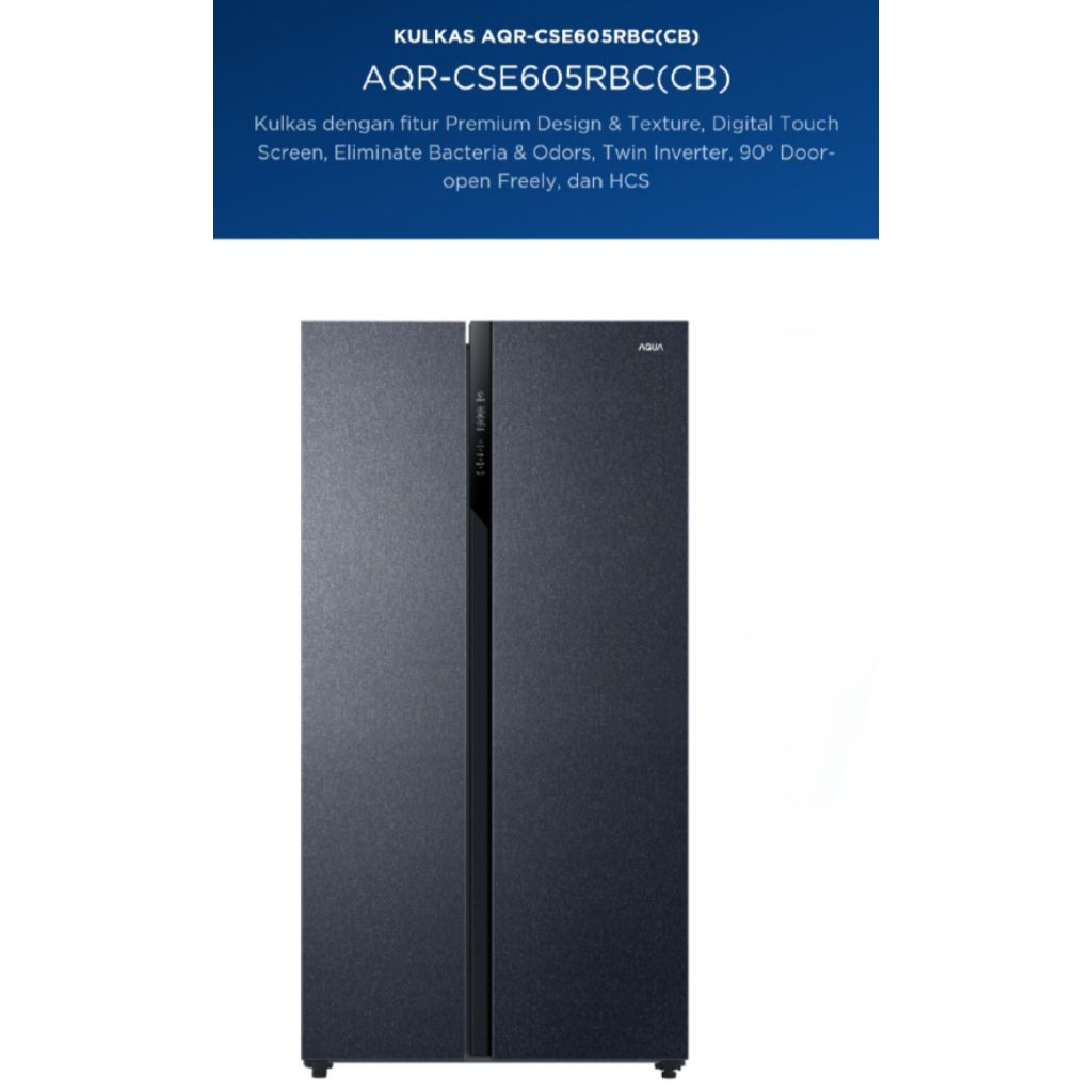 kulkas side by side inverter 2 PINTU Aqua AQR CSE605RBCB garansi resmi promo