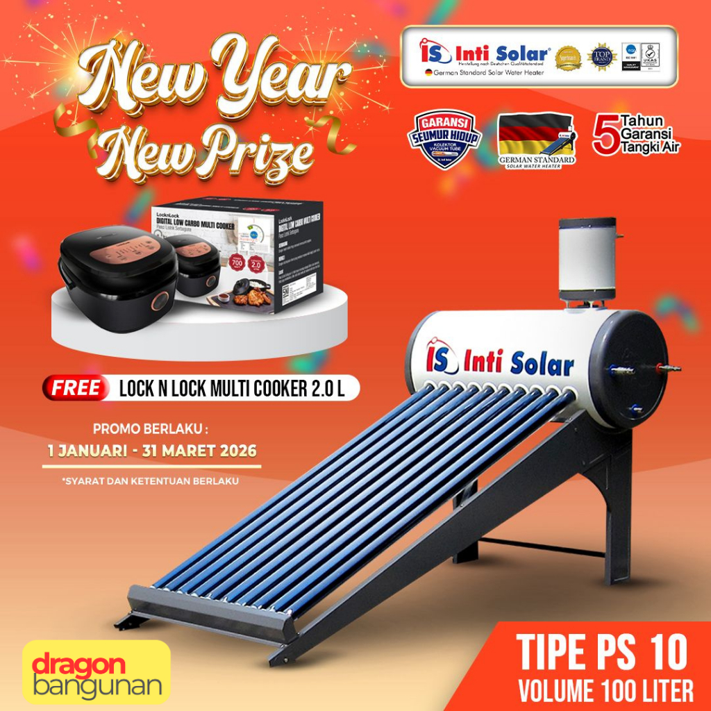 Pemanas Air Inti Solar 100 Liter - Intisolar PS 10 - Solar Water Heater Inti Solar
