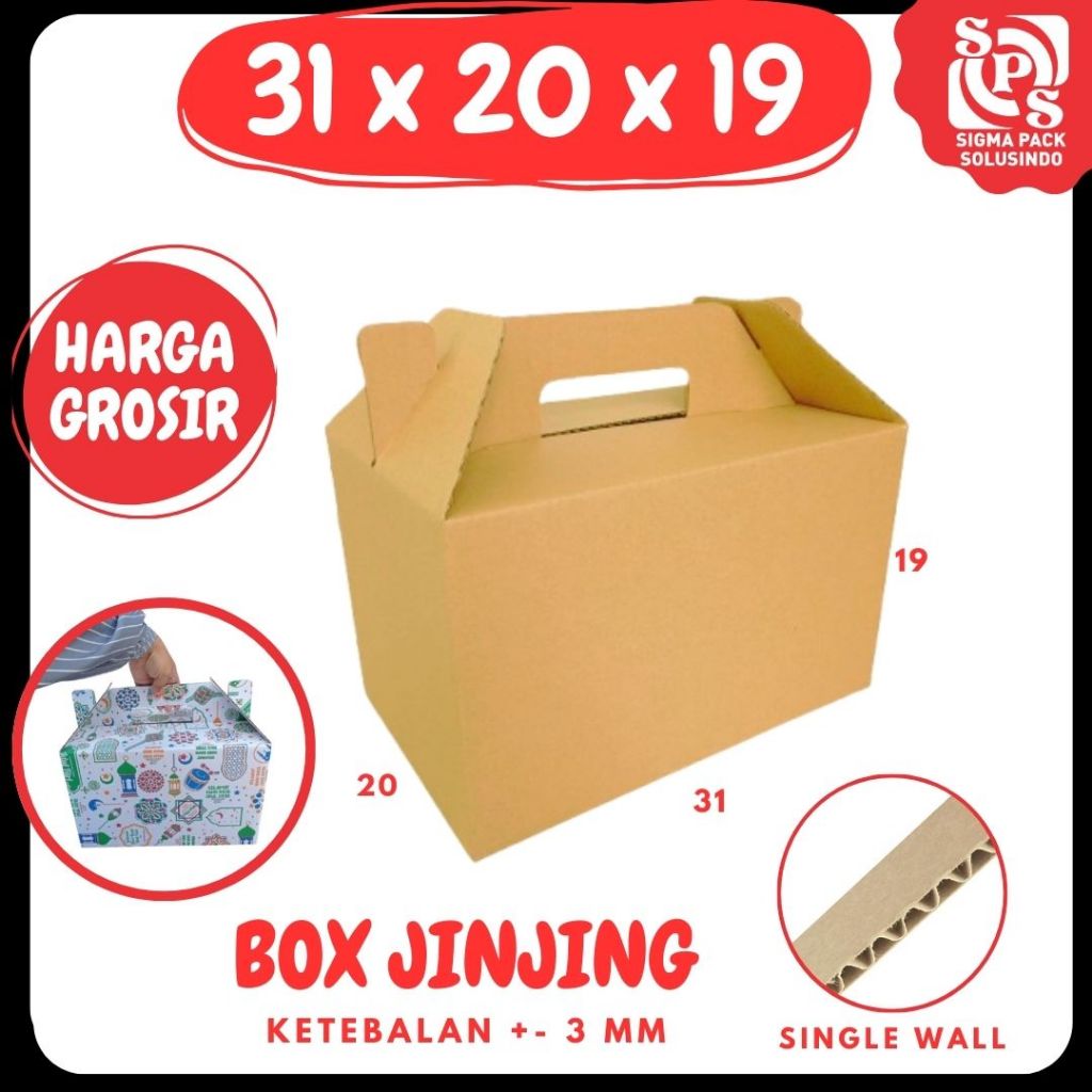 Box Parcel Jinjing 31x20x19 Kaleng Jinjing Gable Box hampers lebaran Kardus Packing/Parcell/Lebaran/