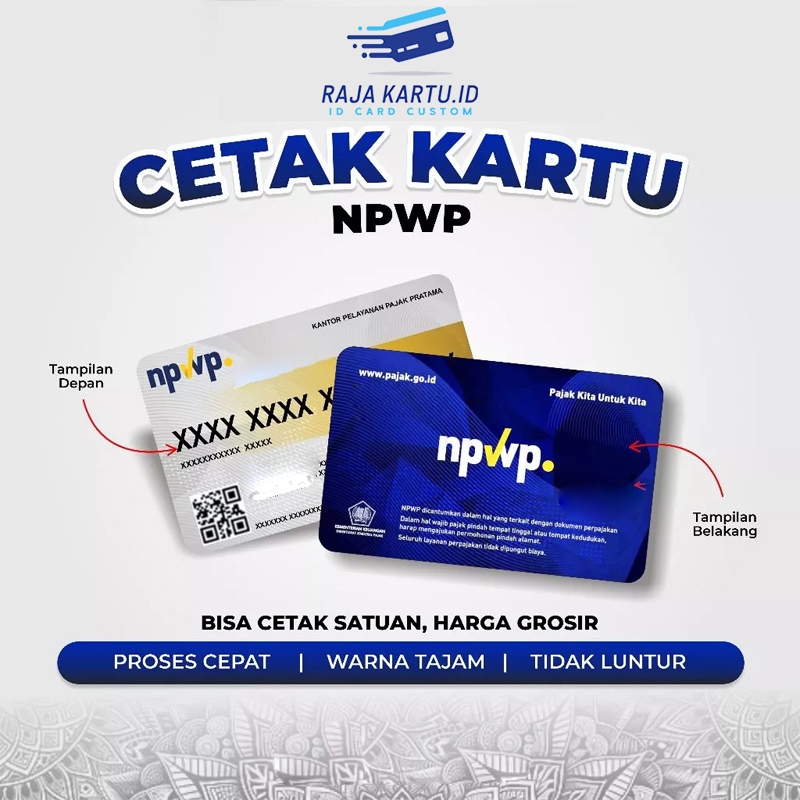 Cetak ID Card Kartu Digital Fisik Kartu NPWP Bisa Satuan Anti Luntur Bahan PVC Tebal 2 SISI