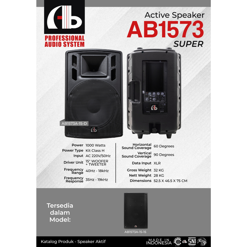 AB Speaker Aktif 15 Inch With Kit Class H CIpta Suara Elsound
