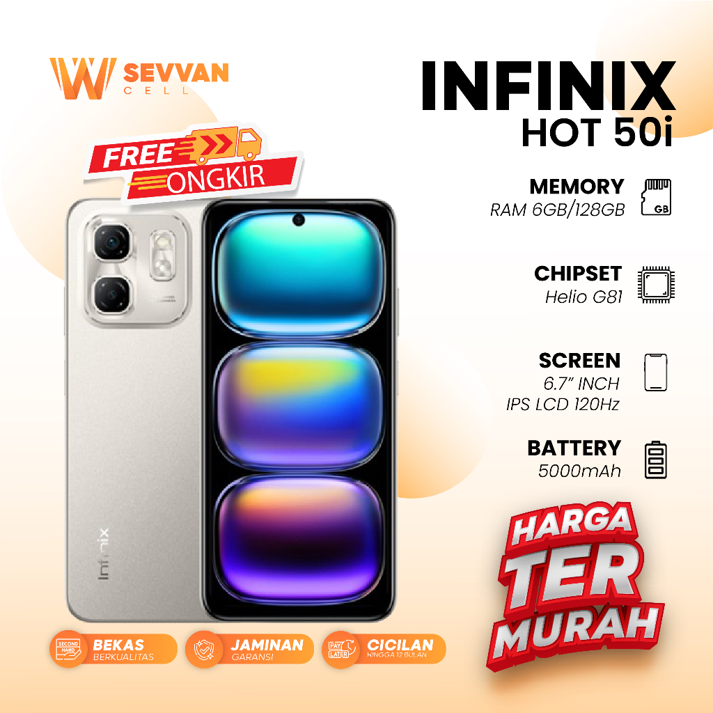 Handphone Infinix Hot 50i Ram 6 128GB