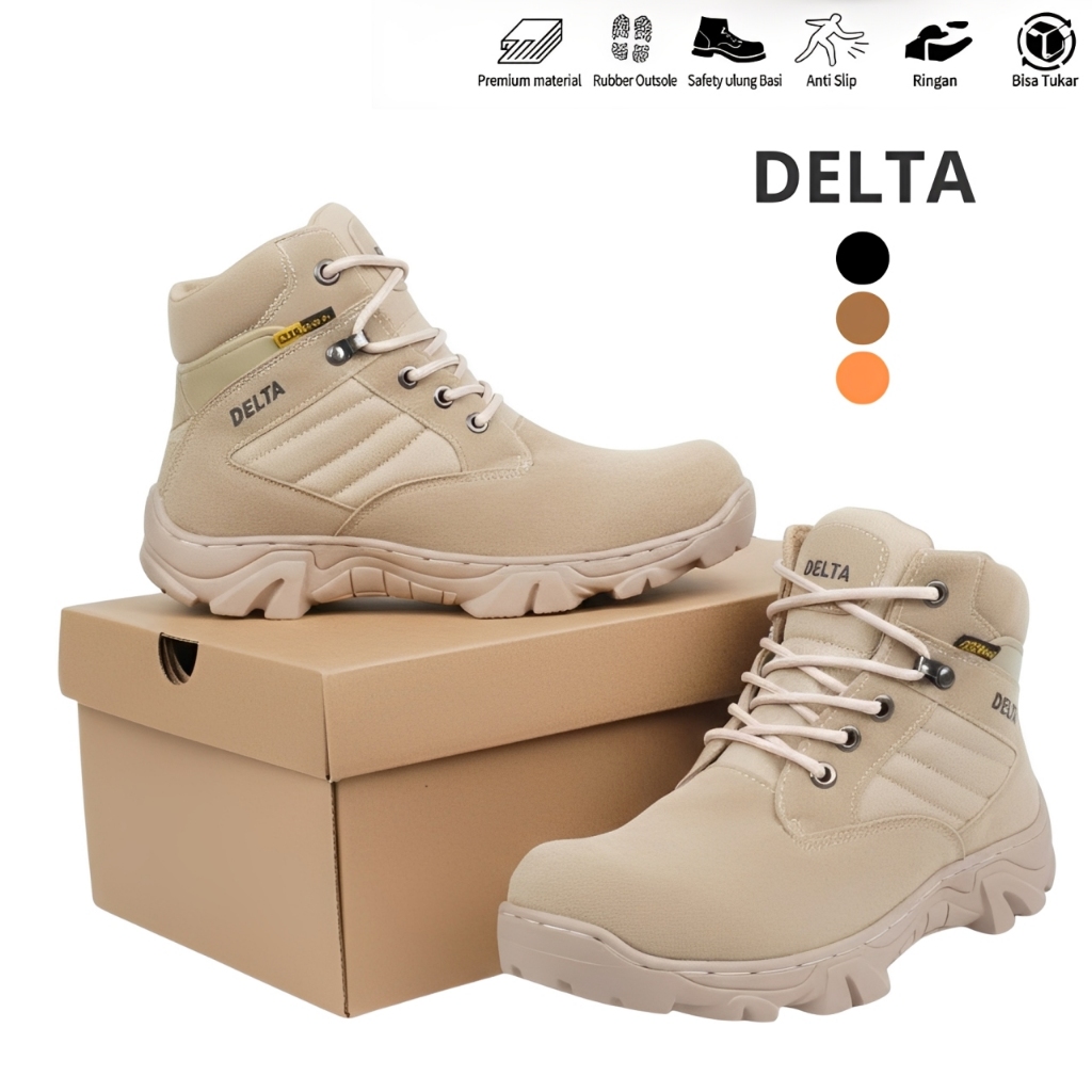 Sepatu Boots Safety  Delta Cordura Tinggi Pendek sepatu PDL PDH Outdoor Murah