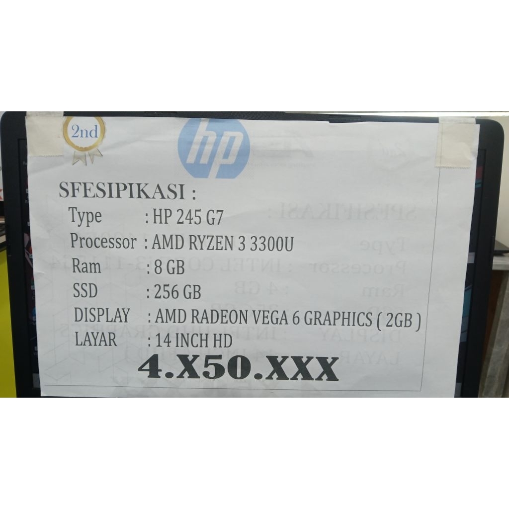 [PROMO RAMADHAN]  HP 245 G7 AMD RYZEN 3 3300U 8GB SSD 256GB