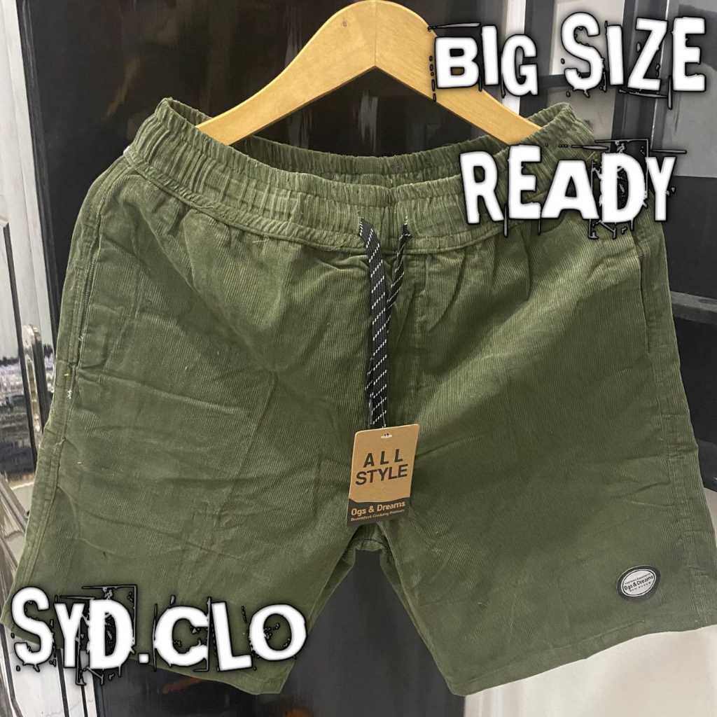 celana pendek pria branded corduroy hijau