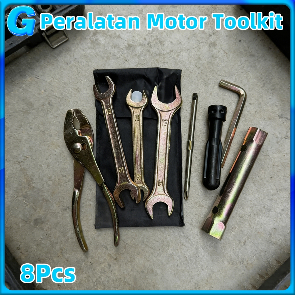 Toolkit Motor Set Kunci Motor Lengkap untuk Bebek Matic Kunci Busi Kunci Pas Tang Obeng Set Peralata