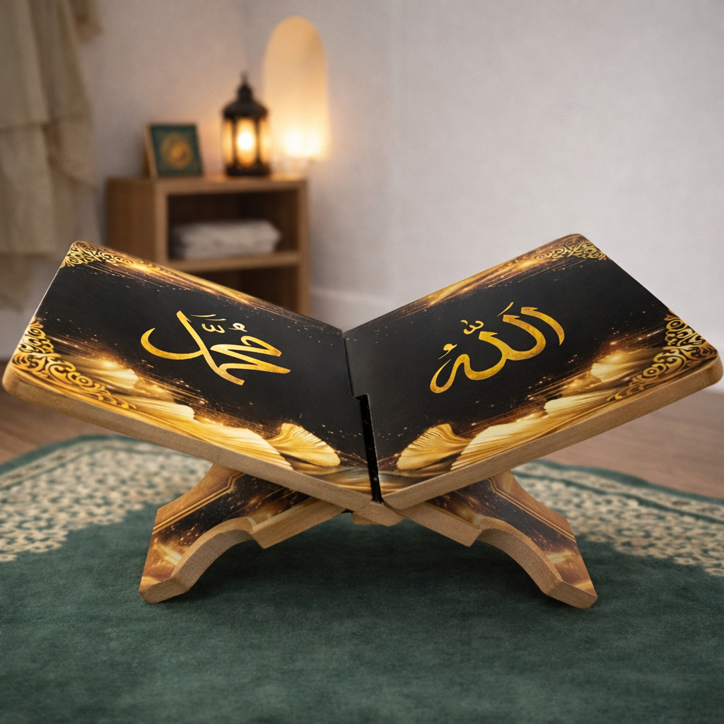 Meja Alquran Motif Kayu / Rak Alquran / Rekal Quran / Tempat Baca Al'quran / Tatakkan Baca Buku / Me