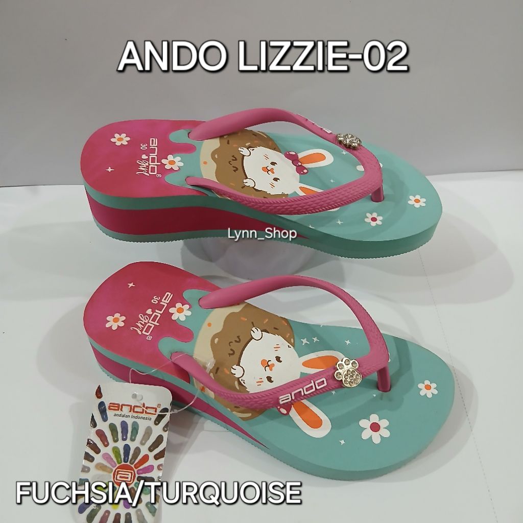 ANDO LIZZIE-02 DAN GIRLY (AB) #New Sandal Jepit Wedges Anak Ando 28-35 100% ORI