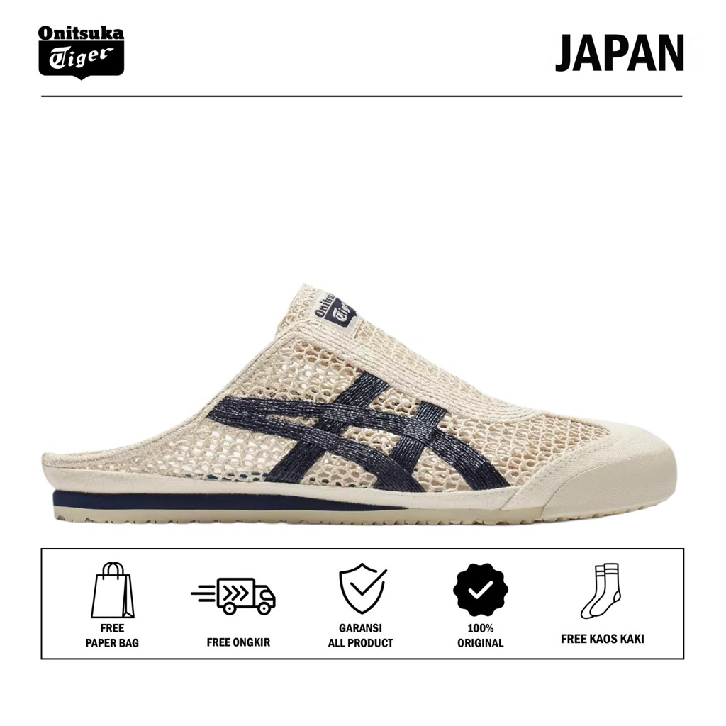 Sepatu Onitsuka Tiger Mexico 66 Sabot Cream Navy Original / Sepatu Wanita / Sandal Wanita / Sneakers