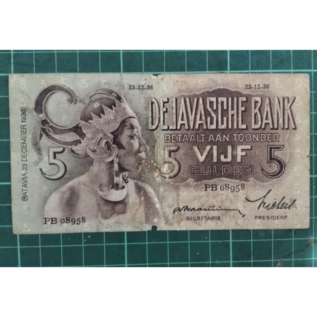 uang 5 gulden wayang 1936