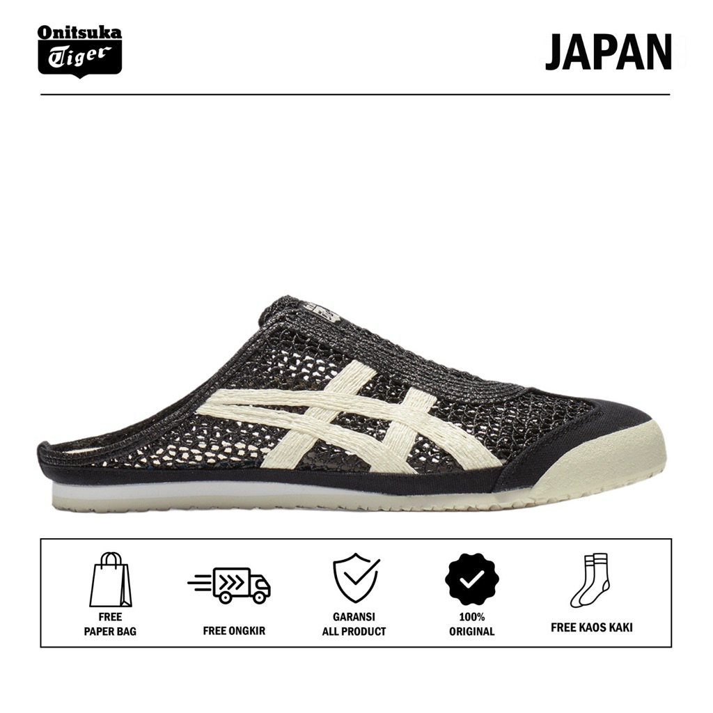 Sepatu Onitsuka Tiger Mexico 66 Sabot Black White / Sepatu Wanita / Sandal Wanita / Sneakers Wanita