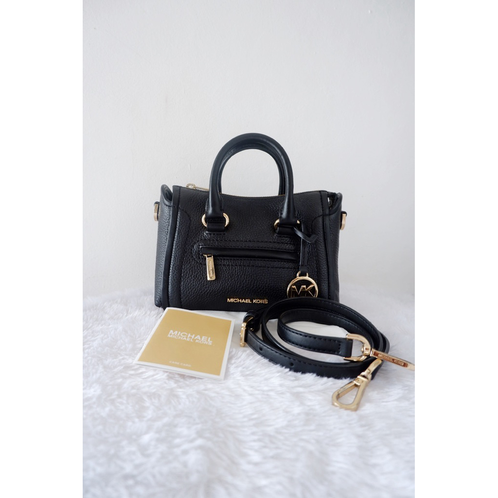MK Carine Xs Top Zip Satchel Crossbody Black
