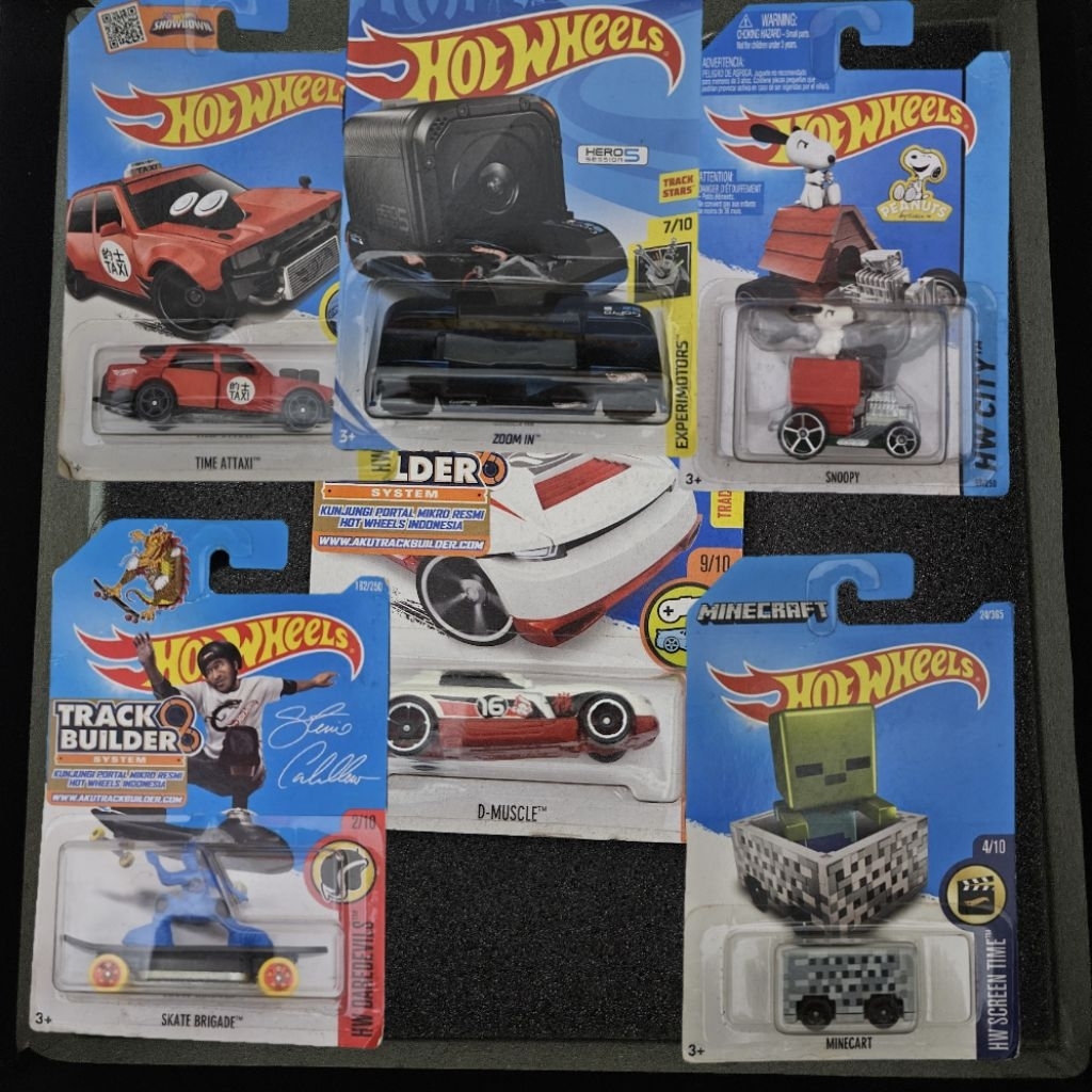 (MIX FANTASY CAR) Hot Wheels Hotwheels Minecart Skate Brigade Time Attaxi D-Muscle GoPro Snoopy, 1:6