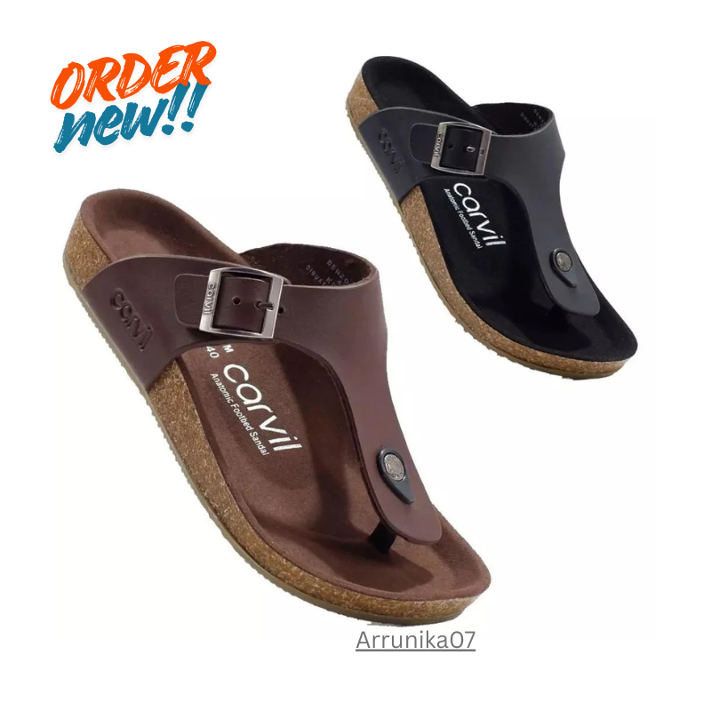 Sandal Pria Carvil terbaru Sendal Carvil Pria Sandal Jepit Cowok Carvil  Casual Hitam Coklat