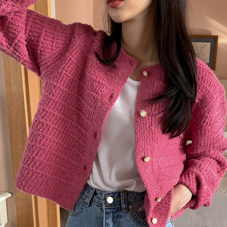[Saror]Jaket Wanita Rajut Retro Gaya Prancis Mewah