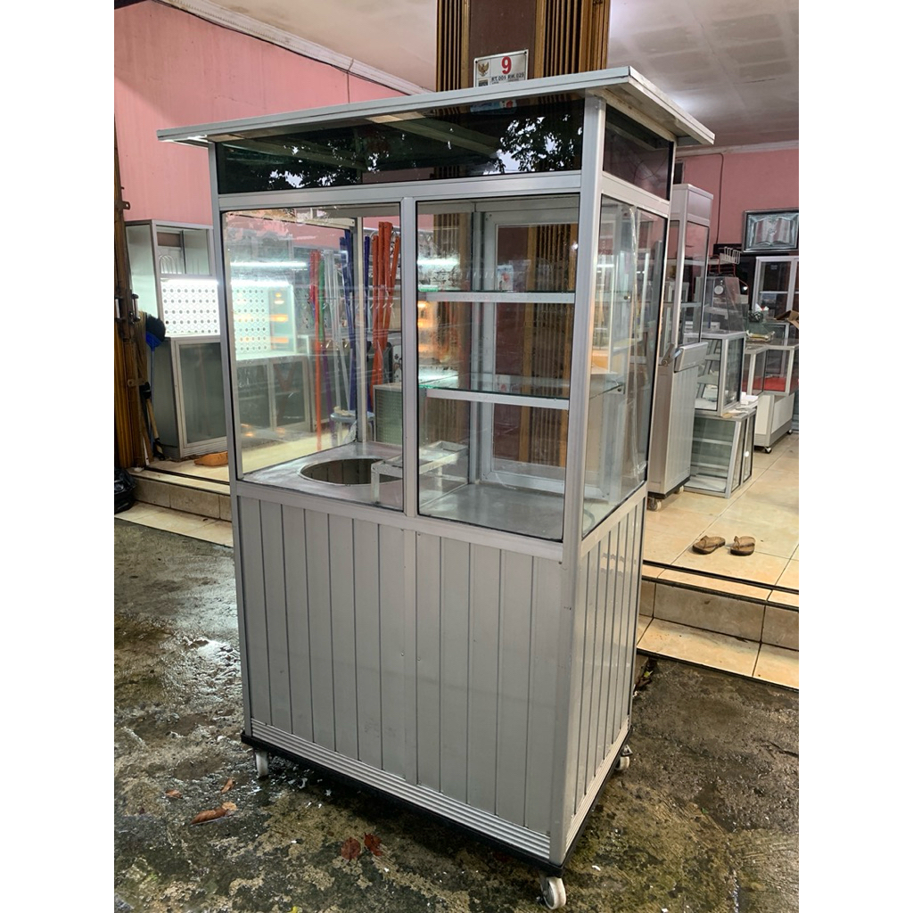 etalase gerobak alumunium bekas bakso soto mie