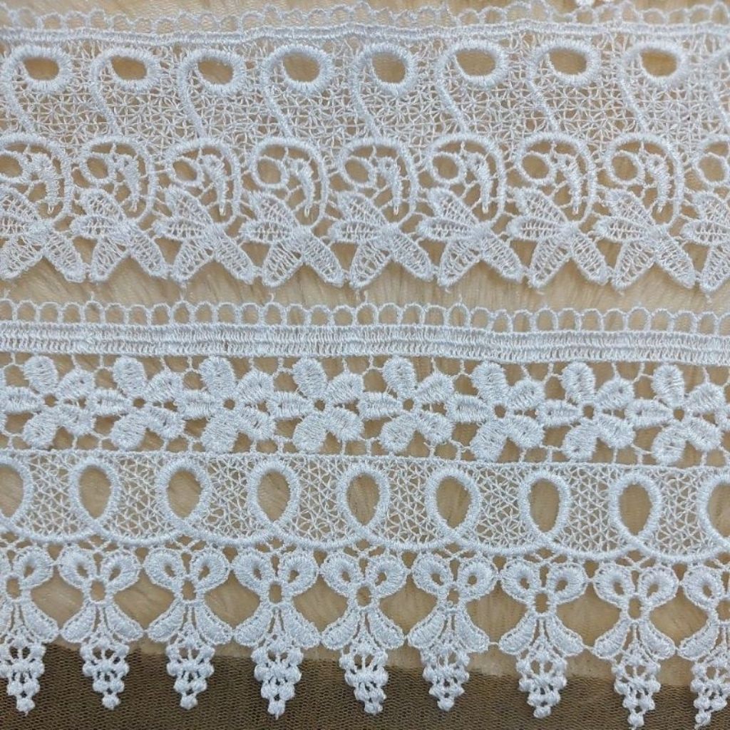 Renda Bordir Putih Hitam METERAN