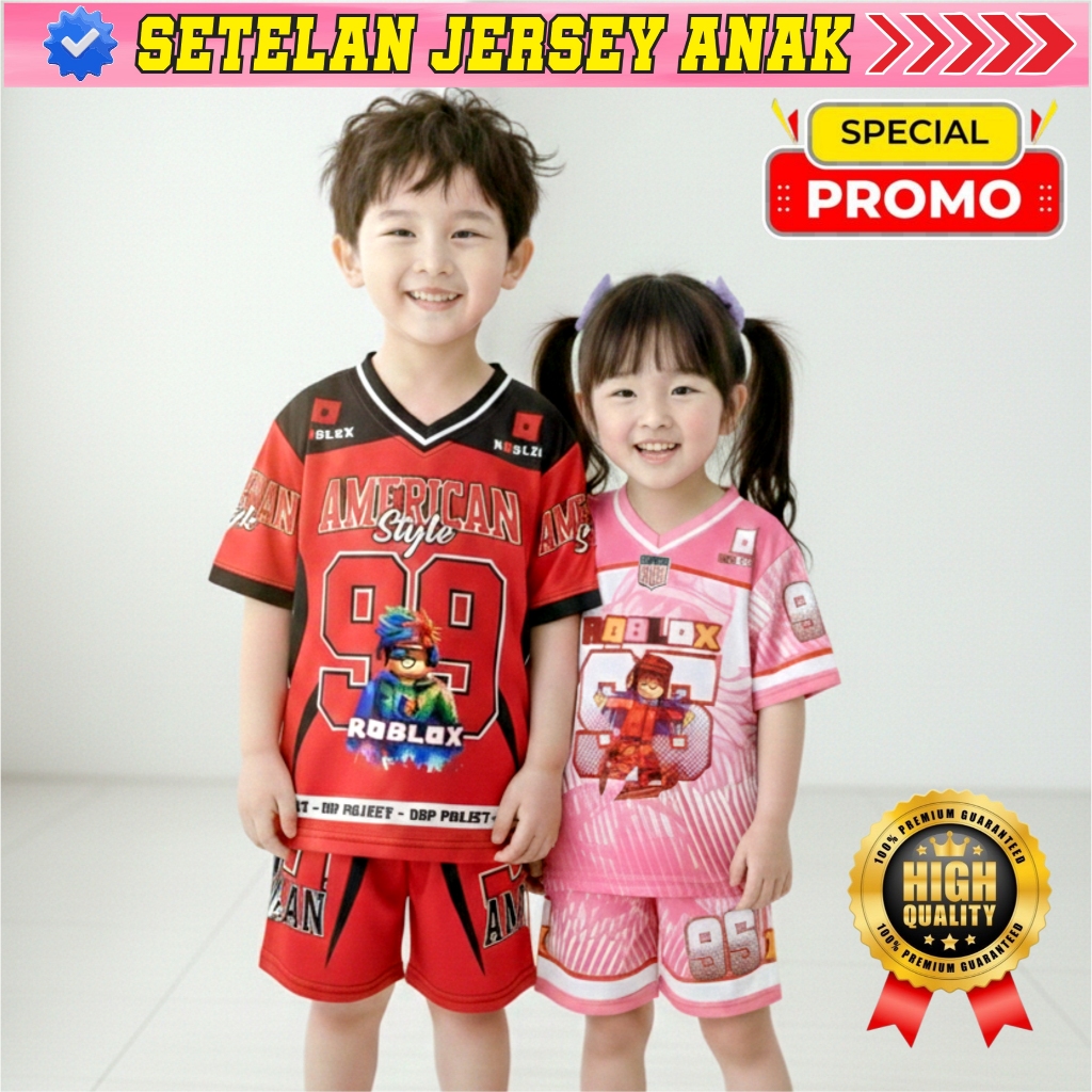 Setelan Jersey Anak Cowok dan Cewek Baju Anak Satu Set Keren ukuran 3-10 tahun