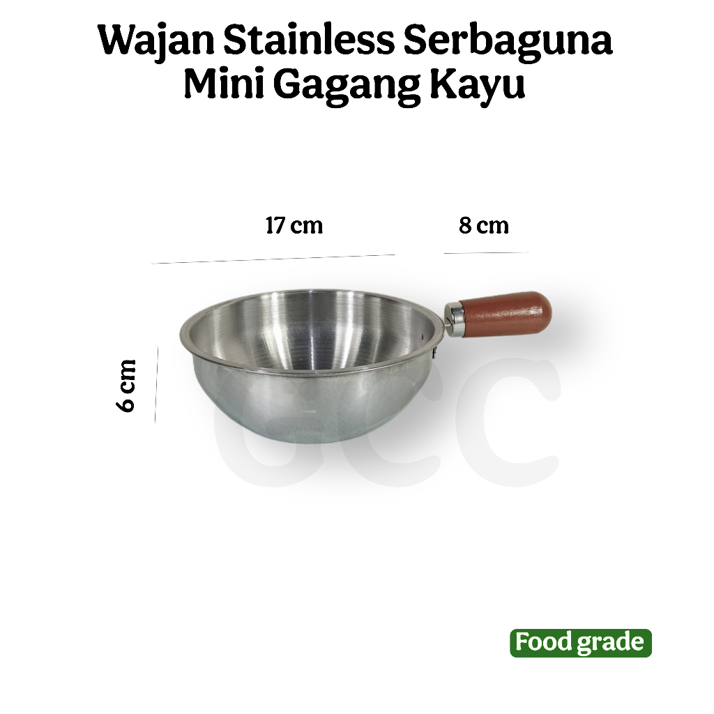 SerbAda Panci Mi Instan Kecil 16CM Stainless Steel Gagang Tunggal Serbaguna Wajan Mini Tahan Karat