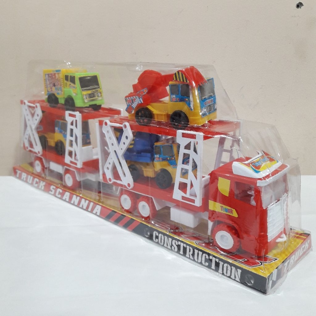 MAINAN TRUK GANDENG BESAR MAINAN ANAK TRUCK GANDENG MUATAN TRUK MINI MAINAN MOBIL KONSTRUKSI GANDENG