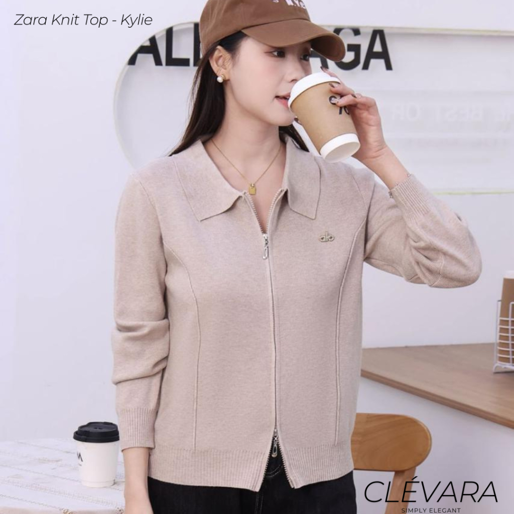 [PREMIUM] CLÉVARA | Zara Knit Top - Atasan Rajut Wanita Lengan Panjang - Sweater - Rajut Halus Impor