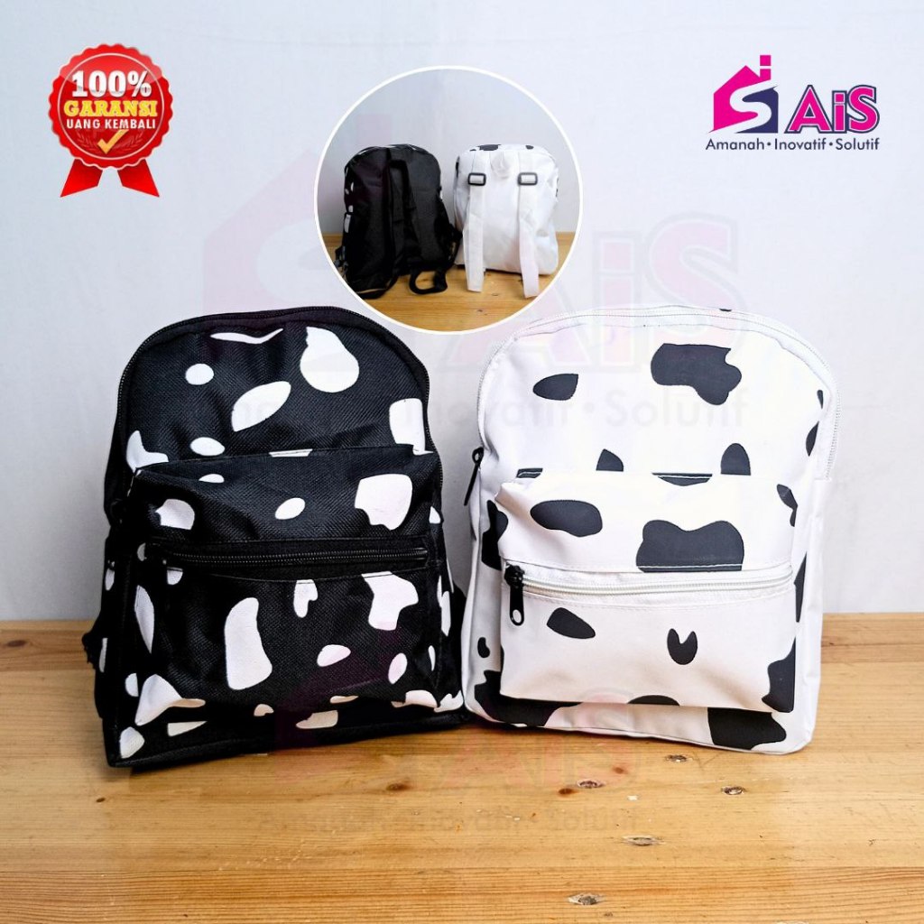 TAS RANSEL WANITA TAS RANSEL ANAK-ANAK TAS RANSEL MINI MOTIF SAPI LUCU TAS KOREAN STYLE