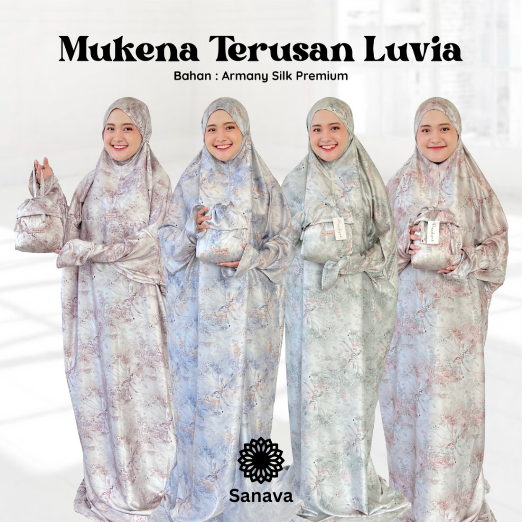 Mukena Terusan Dewasa Motif Luvia Series Bahan Armany Silk Adem Nyaman Bisa Cod MAIA BY HASYA Mukena