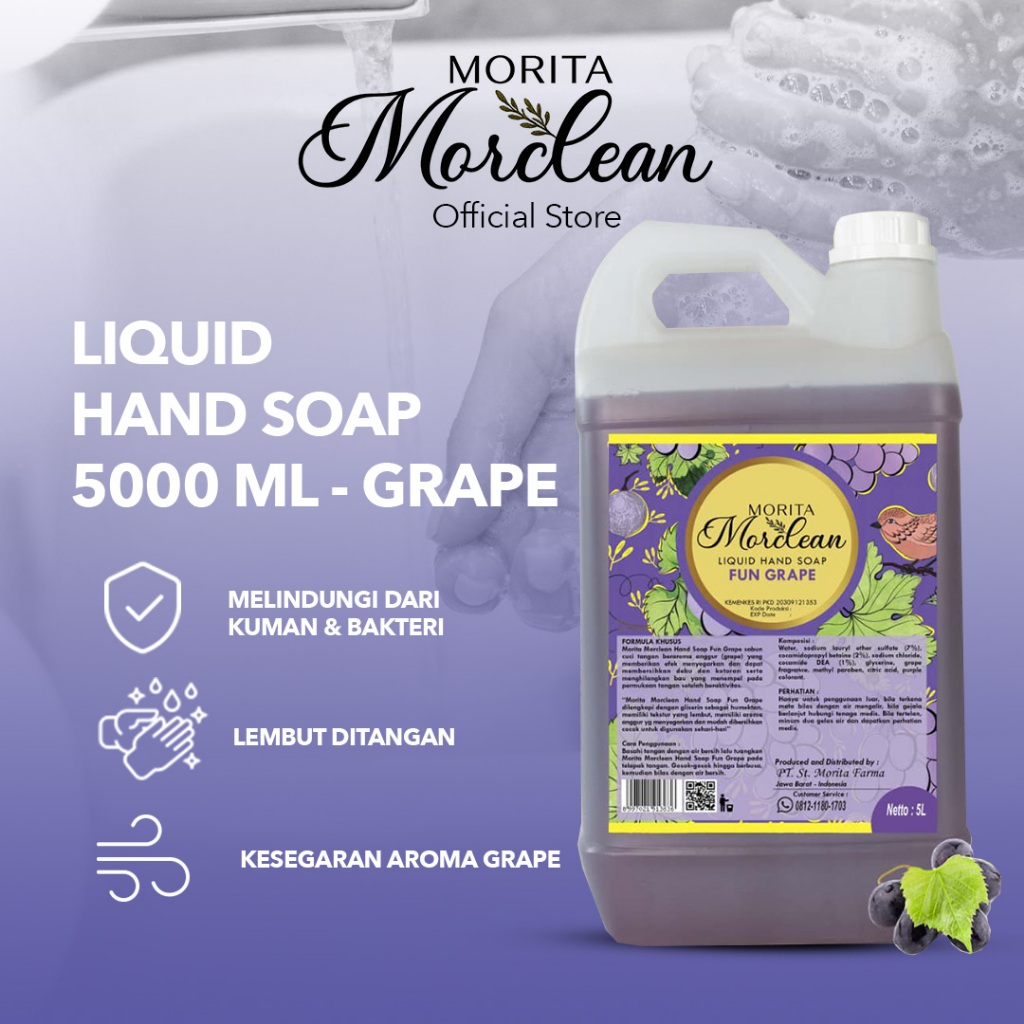 MORITA MORCLEAN Liquid Hand Soap Anggur 5L/Sabun Cuci Tangan Cair/ Sabun Cuci Tangan Premium/ Sabun 