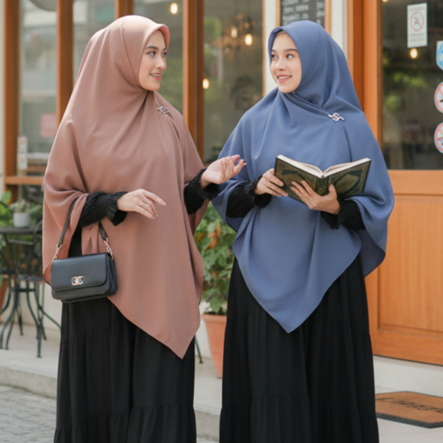 SEGI EMPAT JILBAB SYARI JUMBO  HIJAB SEGI EMPAT 140X140  KERUDUNG POLOS HIJAB WOLFIS