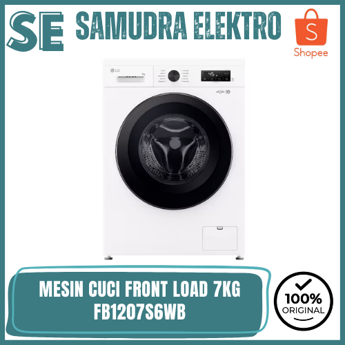 LG FB1207S6WB MESIN CUCI 7 KG FRONT LOADING 6 MOTION DD INVERTER DIRECT DRIVE