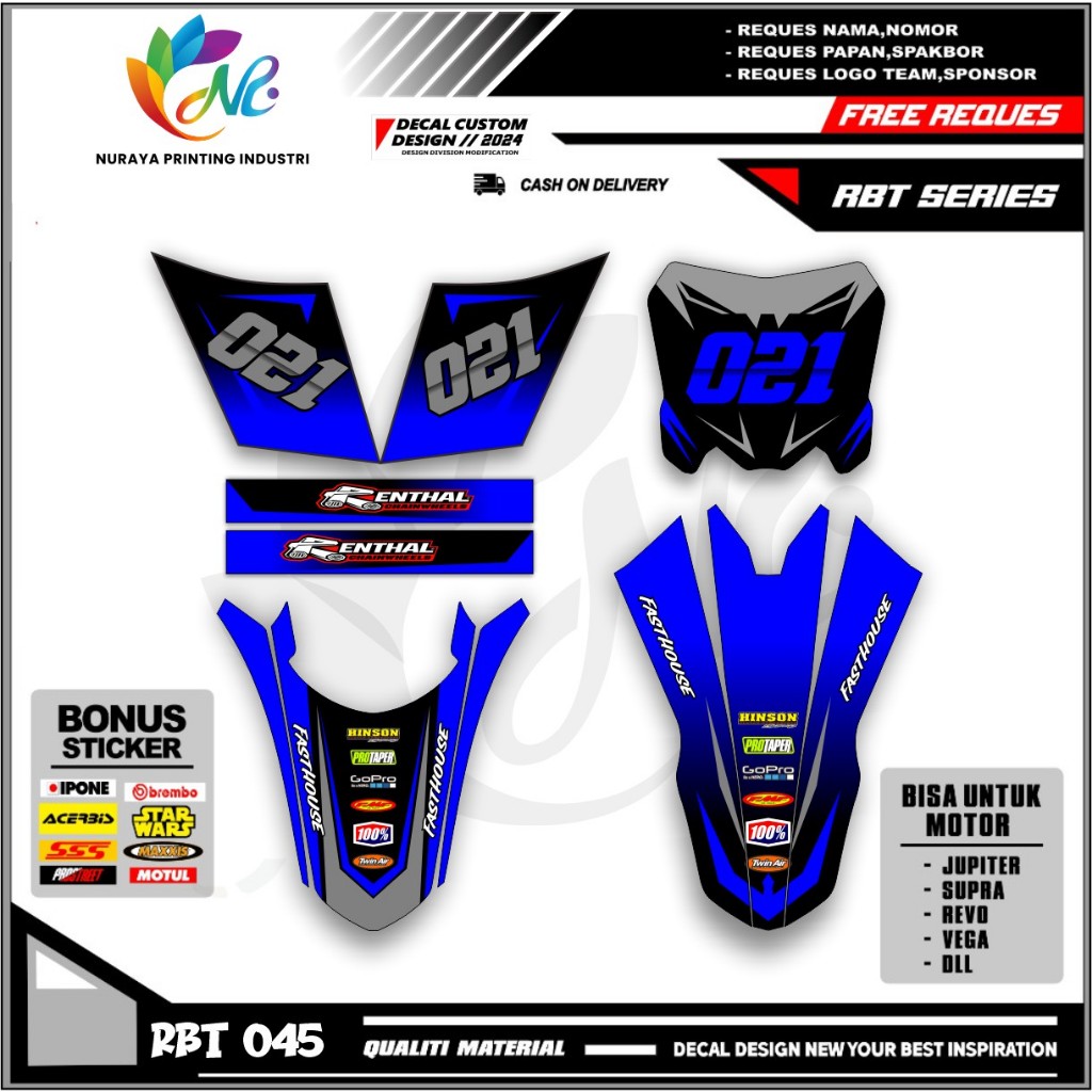 Decal Papan  Spakbor Crf 150l Sticker Papan Nomor  Spakbor Depan Crf 150L NPI.045