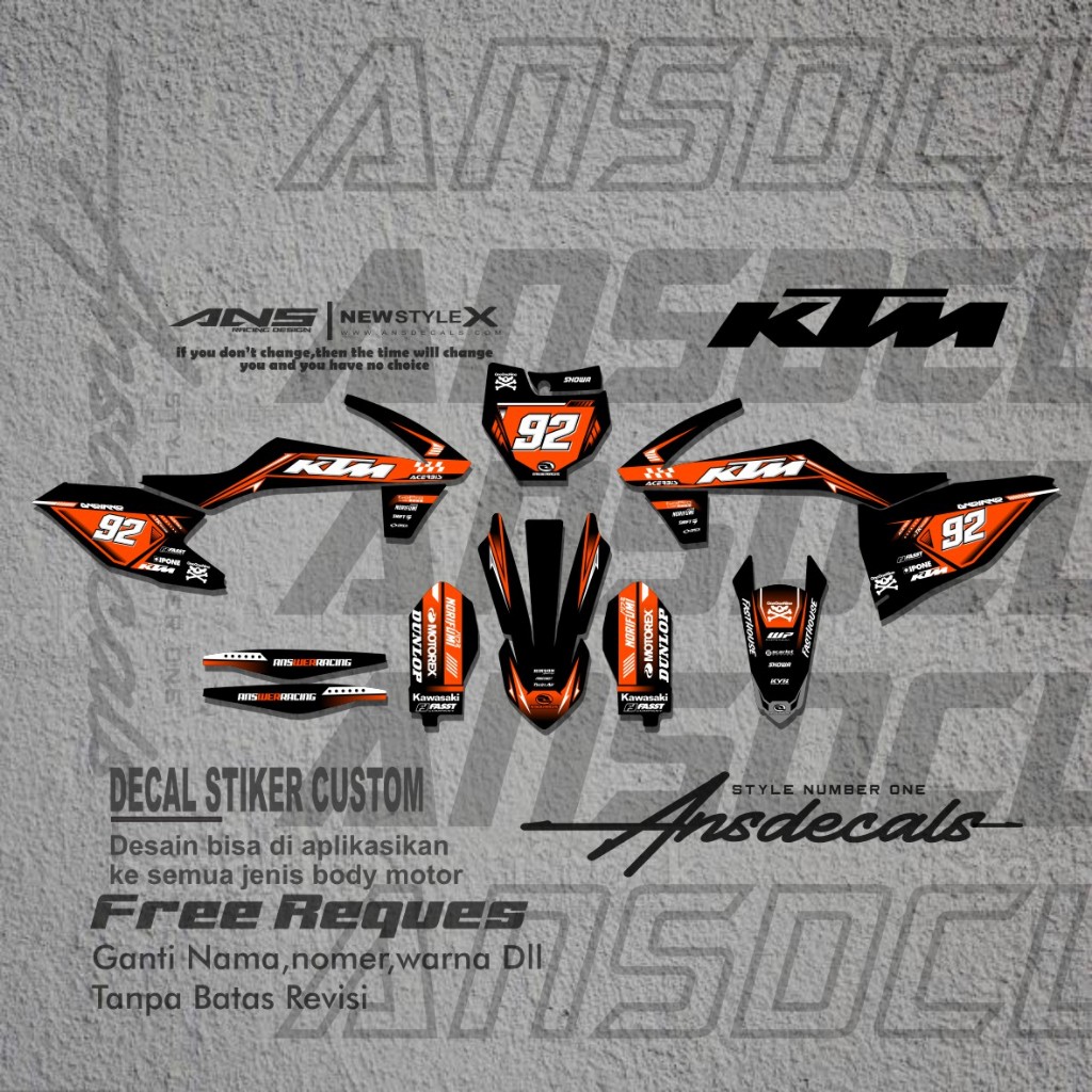DECAL KTM 85/KTM 250 FULL BODY STIKER MOTOR KTM 85/250 FREE REQUEST