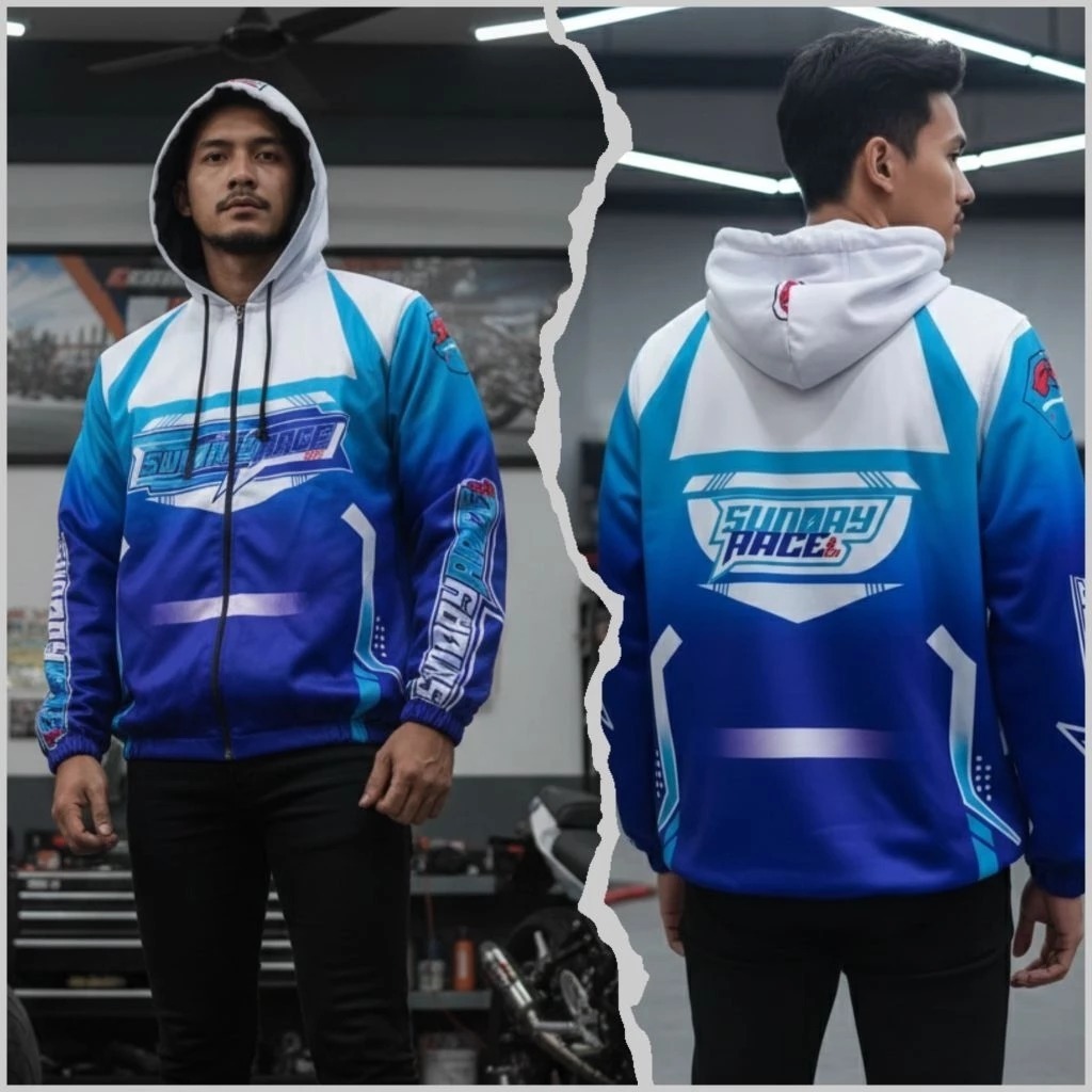 Jaket Racing Sunday Race Bahan Parasut Anti Air Stok Terbatas