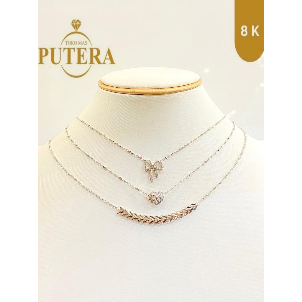 kalung putih kadar 8k emas asli wanita