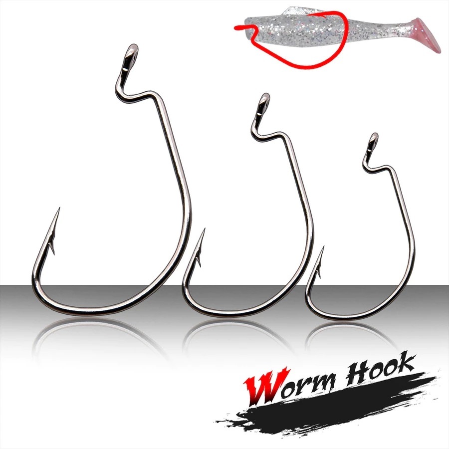 Kail Pancing Worm Hook Soft Lure Kuat Anti Karat Untuk Casting Air Laut Air Tawar Toman Gabus GT