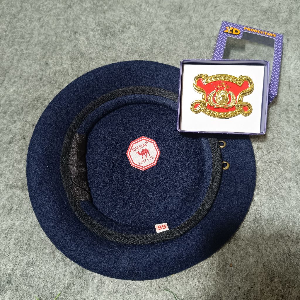 Baret BRIMOB Fullset+Emblem Jatah / Baret BRIMOB Super Wool / Baret BRIMOB