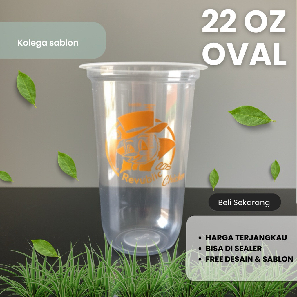CUP MINUMAN SABLON || custom || Gelas Plastik 22oz Oval || Cup ES JUS || Cup SablonB