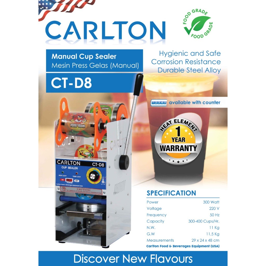 CARLTON CT-D8 Mesin Press Gelas Minuman / Cup Sealer