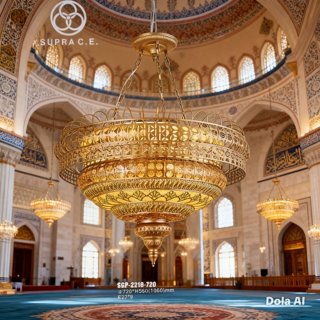 LAMPU GANTUNG HIAS KLASIK TURKI MASJID RUANG TAMU TERAS 9 LAMPU DIAMETER 72 CM MEWAH