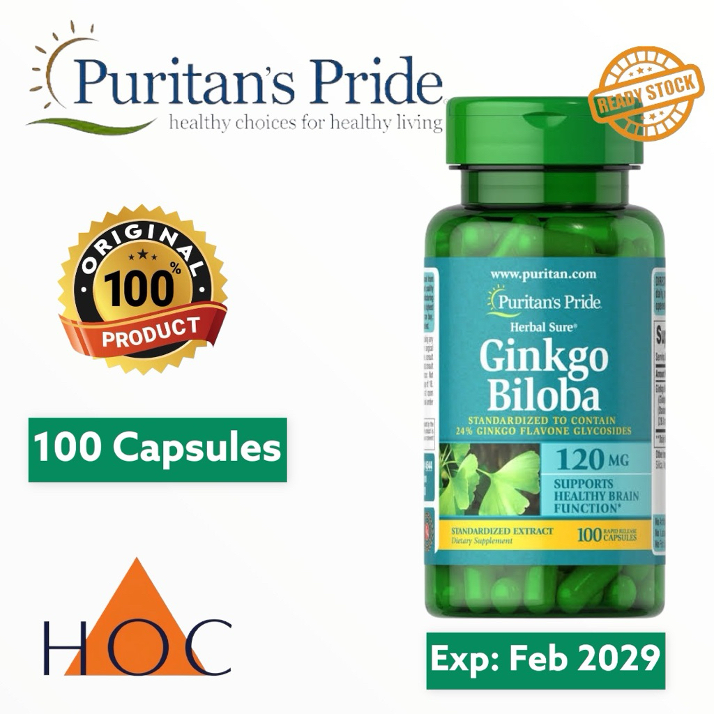 PURITAN PRIDE Ginkgo Biloba 120mg - 120 Caps Puritan's Pride USA