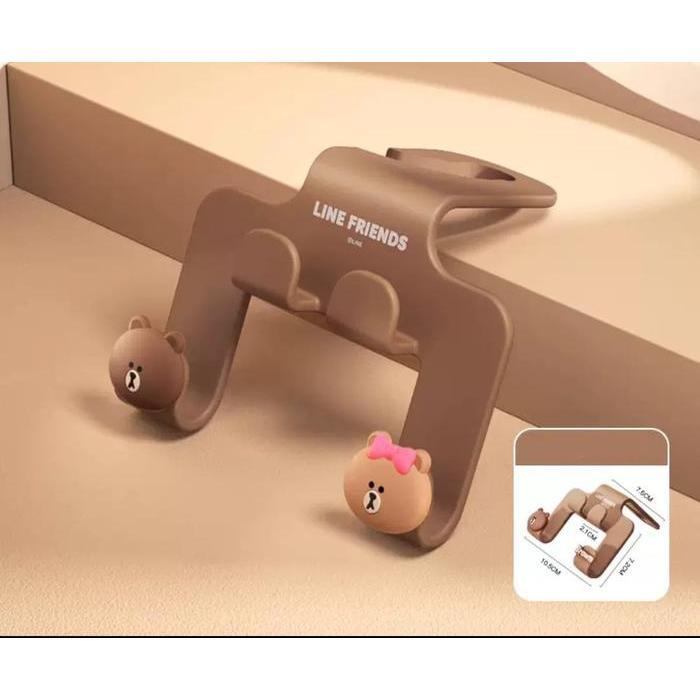 Gantungan Multifungsi Brown Choco LINE FRIENDS Gantungan Mobil Serbaguna Car Seat Double Hook Rumah 