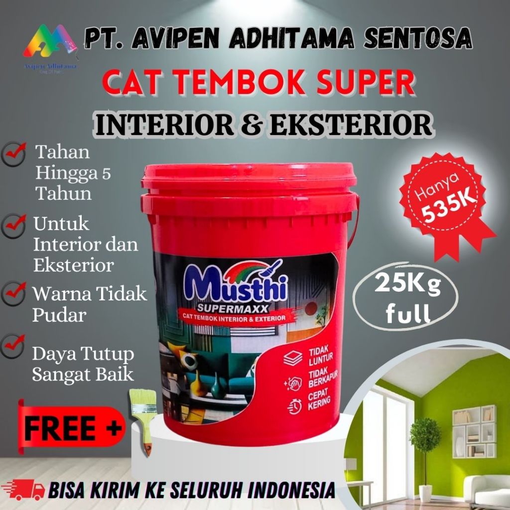 Cat Tembok Dinding Interior Eksterior Rumah Kualitas Super Musthi Paint 25 Kg